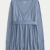 Enkel langermet babydoll-top med krysset front
