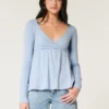 Enkel langermet babydoll-top med pointelle