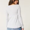 Enkel langermet babydoll-top med pointelle