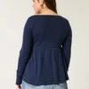 Enkel langermet babydoll-top med pointelle