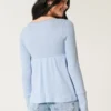 Enkel langermet babydoll-top med pointelle