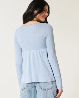 Enkel langermet babydoll-top med pointelle