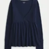Enkel langermet babydoll-top med pointelle