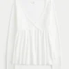 Enkel langermet babydoll-top med pointelle