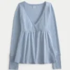 Enkel langermet babydoll-top med pointelle