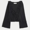 Enkel langermet babydoll-top med volanger
