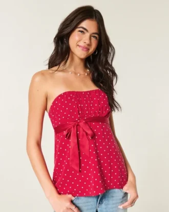 Enkel stroppeløs babydoll-top