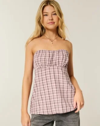 Enkel stroppeløs babydoll-top