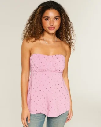Enkel stroppeløs babydoll-top