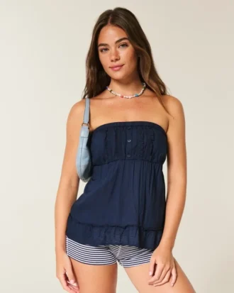 Enkel stroppeløs babydoll-top