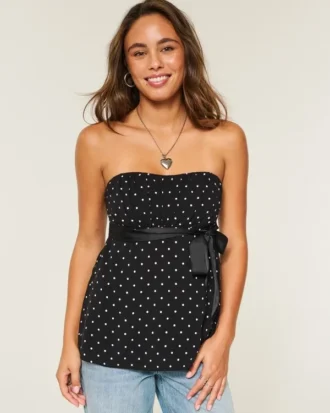 Enkel stroppeløs babydoll-top