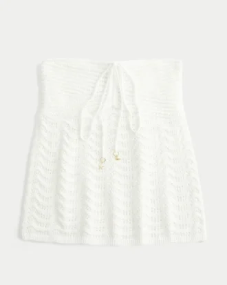 Enkel stroppeløs babydoll-top i heklet stil