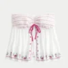 Enkel stroppeløs brodert babydoll-top