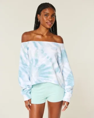 Enkel tie-dye-genser med doble skulderløse ermer