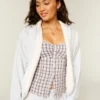 Faux Fur-Lined No-Close Fleece Cardigan