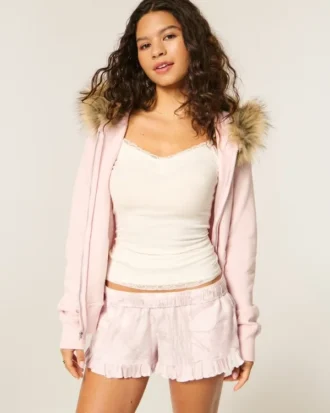 Flanellshorts med volanger