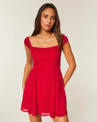 Flocked Chiffon Mini Dress