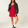 Flocked Chiffon Mini Dress