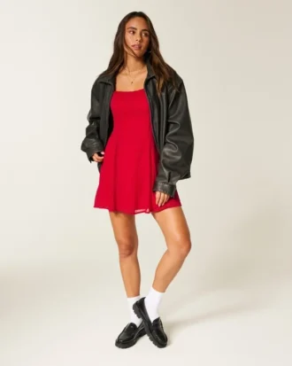 Flocked Chiffon Mini Dress