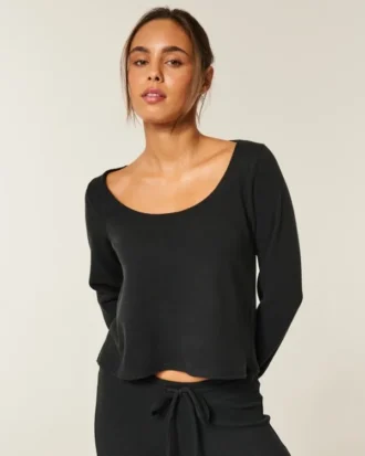 Gilly Hicks Always Cozy Waffle langermet topp med rund hals