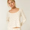 Gilly Hicks Always Cozy Waffle langermet topp med rund hals