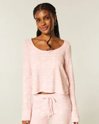 Gilly Hicks Always Cozy Waffle langermet topp med rund hals