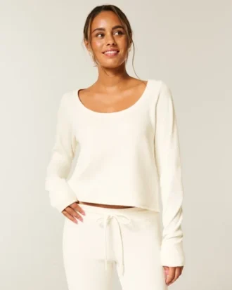 Gilly Hicks Always Cozy Waffle langermet topp med rund hals