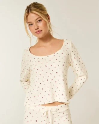 Gilly Hicks Always Cozy Waffle langermet topp med rund hals