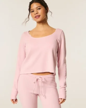 Gilly Hicks Always Cozy Waffle langermet topp med rund hals