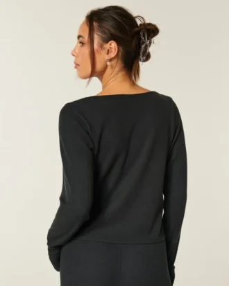 Gilly Hicks Always Cozy Waffle langermet topp med rund hals