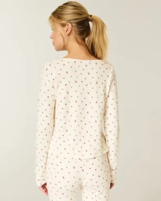Gilly Hicks Always Cozy Waffle langermet topp med rund hals