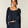 Gilly Hicks Cozy Waffle langermet topp med rund hals