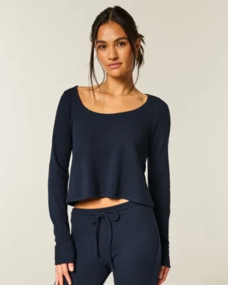 Gilly Hicks Cozy Waffle langermet topp med rund hals