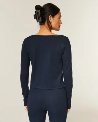 Gilly Hicks Cozy Waffle langermet topp med rund hals