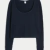 Gilly Hicks Cozy Waffle langermet topp med rund hals