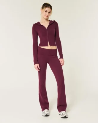 Gilly Hicks Koselig genser-strikket foldbar midje-bootcut-bukse