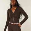 Gilly Hicks Zip-Up Hoodie Sweater med bølget kant