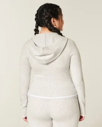 Gilly Hicks Zip-Up Hoodie Sweater med bølget kant