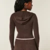 Gilly Hicks Zip-Up Hoodie Sweater med bølget kant
