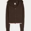 Gilly Hicks Zip-Up Hoodie Sweater med bølget kant