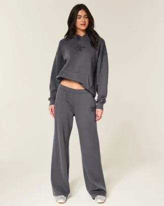 Glitrende logo-grafikk Sweatpants med vide ben