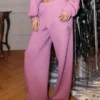 Glitrende rose-grafikk Sweatpants med vide ben