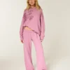 Glitrende rose-grafikk Sweatpants med vide ben