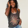 Good Times Fest grafisk flettet racerback-tank