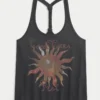 Good Times Fest grafisk flettet racerback-tank