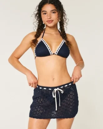 Heklet-stil pull-on cover up skjørt