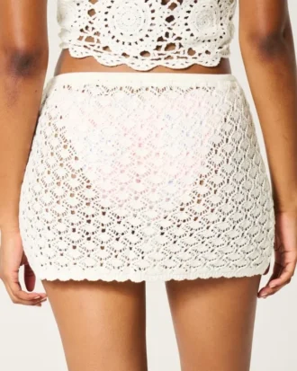Heklet-stil pull-on cover up skjørt