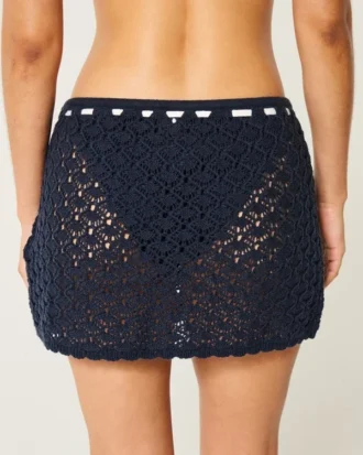 Heklet-stil pull-on cover up skjørt