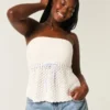 Heklet stil stroppeløs genser Tube Top