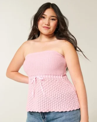 Heklet stil stroppeløs genser Tube Top